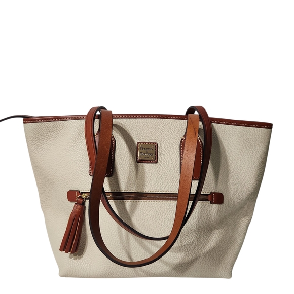 NEW! Dooney & Bourke K2097873 Ivory and Tan Leather Large Tote - Picture 5 of 15